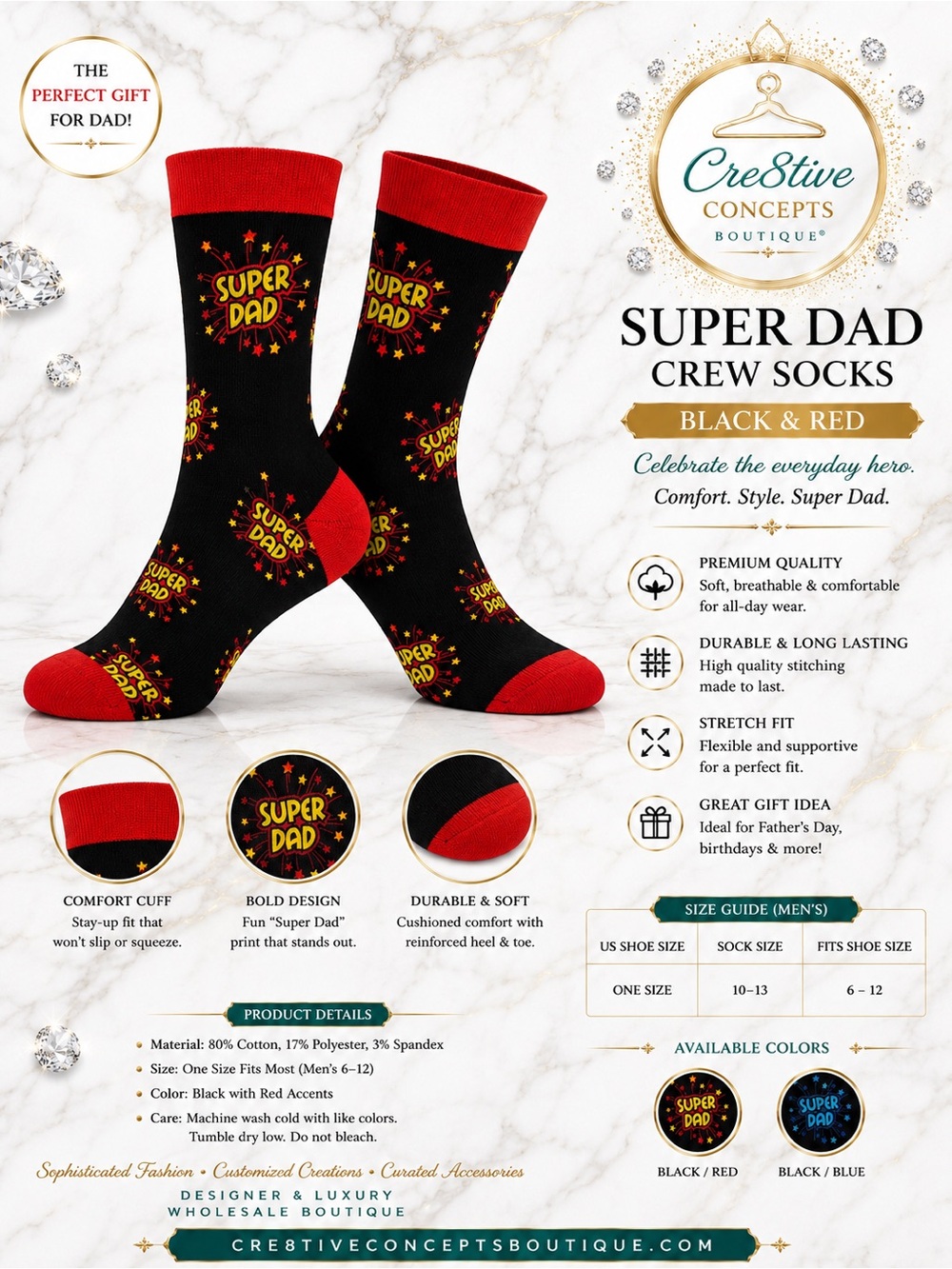 One Dad Novelty Crew, Graphic Socks”